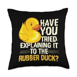 Funny Programmer - Rubber Duck Debugging Throw Pillow
