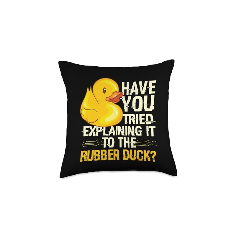Funny Programmer - Rubber Duck Debugging Throw Pillow
