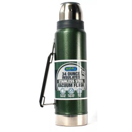 HiDR8 34 Oz Insulated Stainless Steel BPA Free Vacuum Flask Hot & Cold Beverages