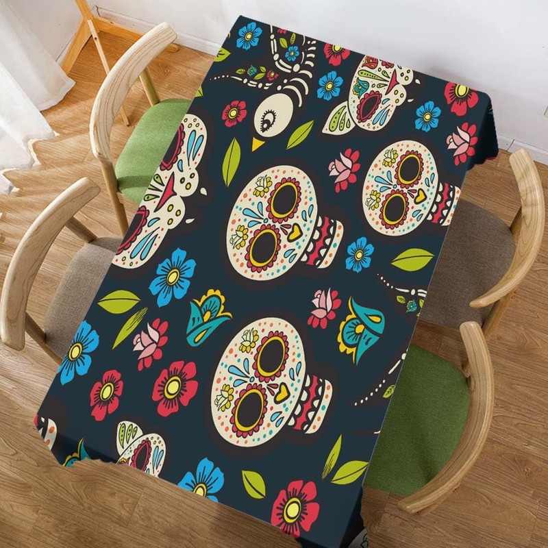Walmsco Tablecloth Sugar Skull Decor For Dining Room Kitchen Rectangular