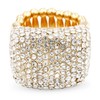 Lavencious Half Cube Shape with Crystals Stretch Rings Statement Rings