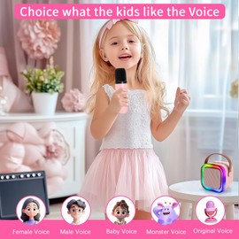 GHWMYD Wireless Mini Karaoke Machine Kids with 2 Bluetooth Microphones, for 4 to 12 Year Old Girl, Portable Karaoke Machine for Kids,Pink