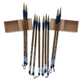 10 x Chinese Calligraphy Brush (Big) and 2 x Ink dish brush holder (Pack of 12)
