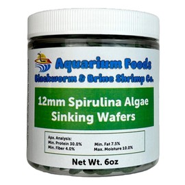 Aquatic Foods Inc. 12mm - 1/2" Small Sinking Spirulina, Veggie and Algae Wafers for Bottom Tropical Fish, Shrimp, Snails, Crabs, Plecos, Catfish, All Tropical Fish…6oz Sm Round Jar