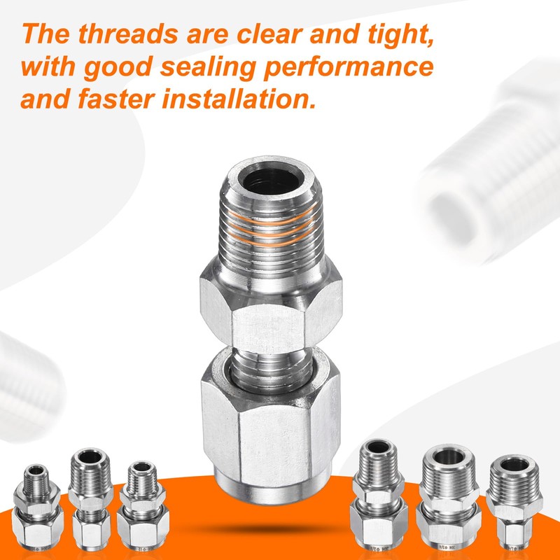 sourcing map Compression Fitting 18mm Tube OD x 1/2" NPT