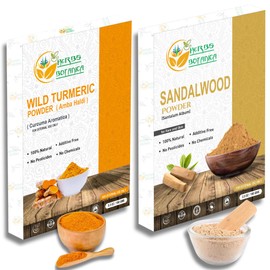 Herbs Botanica Sandalwood Powder 3.5 oz & Wild Turmeric Powder 5.3 oz – Natural Herbal Face Pack Combo for DIY Masks, Ubtan, Skincare & Beauty Rituals – Kasturi Haldi & Chandan Set