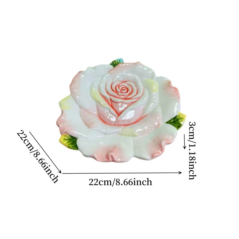 Minigift Ceramic Dessert Plate, 3D Hand-paint Champagne Rose Fruit Plate