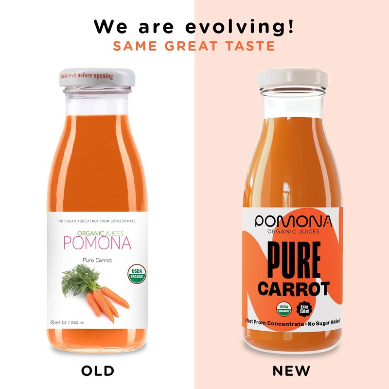 Pomona Organic Carrot Juice, Cold Pressed USDA Organic Juices, 100%