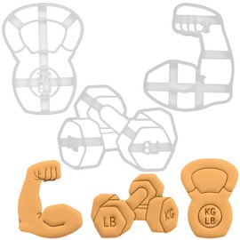 Sat of 3 Weightlifting Cookie Cutters (Kettlebell, Dumbbell, Bent Biceps), 3 Pieces