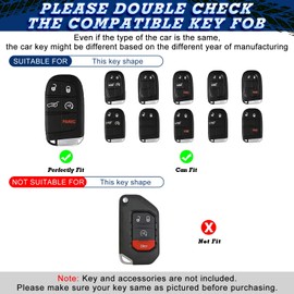 x xotic tech 392 Key Fob Cover Compatible with Dodge Charger Challenger SRT Hornet Dart Durango Journey or Jeep or Chrysler, Key Case Remote Control 3 4 5 Buttons Key Shell (Gray, 1PC)