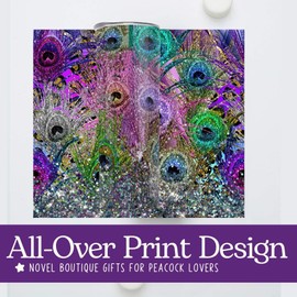 Onebttl Peacock Gifts For Women, Female and Her - Peacock Feather Skinny Tumbler - 20oz/590ml Stainless Steel Insulated Tumbler with Straw, Lid - Gift for Peacock Lovers