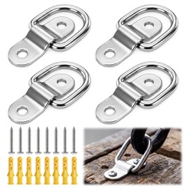 Pinyenr Anelli di ancoraggio per rimorchio, 4 pezzi, anello a D, in acciaio inox, anelli di ancoraggio per carico, carico fino a 600 kg, occhiello di ancoraggio per camion, rimorchio, barca