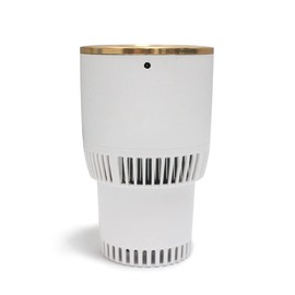 Auto Car Cup Holder Heating Cooling Drinks Smart Cooler Warmer Heater for Coffee Beverage Milk (White with gold)