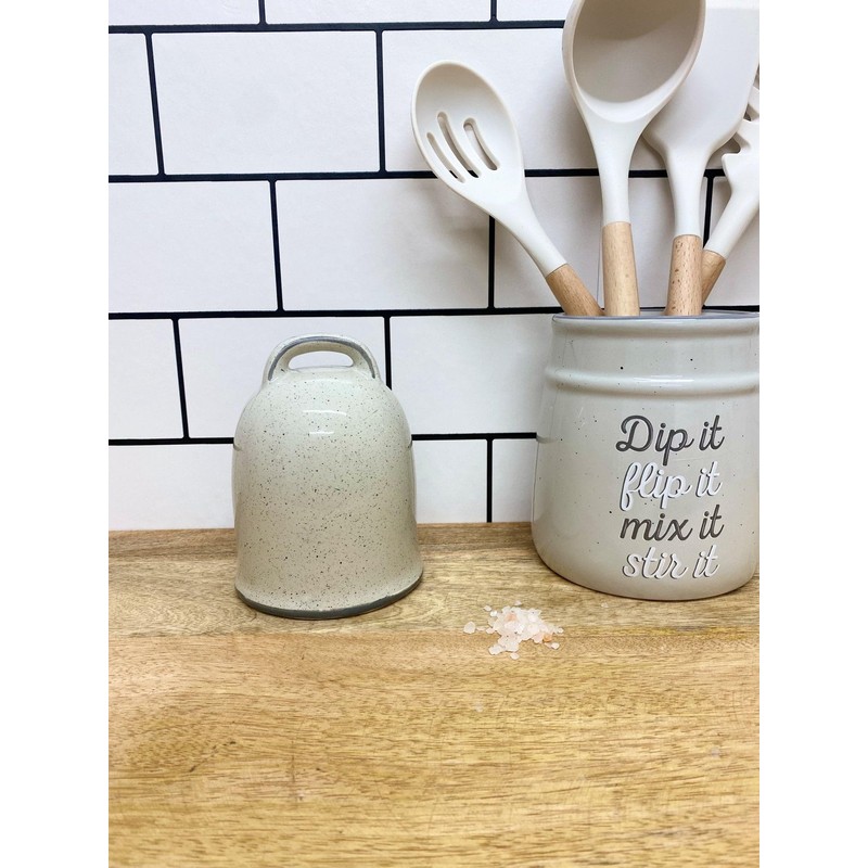 Dolomite Grey Ceramic Salt Cellar Pig Kitchen Spices Condiment Dispenser