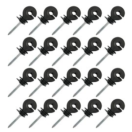 20pcs Black Electric Fence Insulator Fence Ring Post Self-Tapping Insulator and Insulator Socket Tool Fit for Electric Drill (Tapping Insulator)