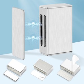 AOSITE No Drill Adhesive Magnetic Door Catch - 17lb Holding Force, Cabinet Magnets for Kitchen, Cupboard & Drawer Closure, Self-Stick Stainless Steel Latch (4 Pack Silver)