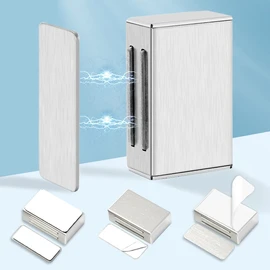 AOSITE No Drill Adhesive Magnetic Door Catch - 17lb Holding Force, Cabinet Magnets for Kitchen, Cupboard & Drawer Closure, Self-Stick Stainless Steel Latch (4 Pack Silver)