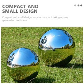 Operitacx 5pcs Silver Stainless Steel Garden Gazing Balls, Polished Hollow Reflective Spheres for Lawn Decor