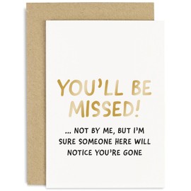 Old English Co. Funny Leaving Cards for Colleagues - 'You'll Be Missed' Good Luck Gifts for New Job - Bon Voyage Farewell Card for Coworker, Mentor, Boss, Team, Employee | Blank Inside Envelope