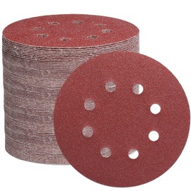 STEBREAM Sandpaper Sanding Disc, 4.9 inches (125 mm), 8 Holes, Round, 100 Sheets #100 Sandpaper Set, Water Resistant Sandpaper, Sanding for Electric Sander, Woodworking DIY, Metal Jewelry Polishing -