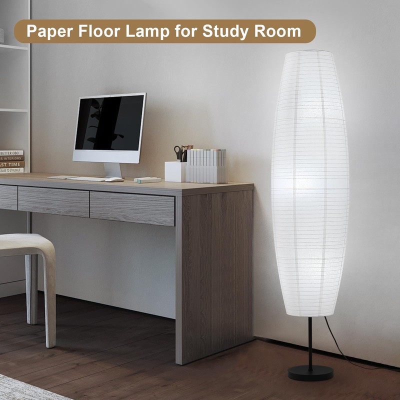 Fivemengo Paper Lamp Floor Lamp White Paper Lantern 3-Lights Bulbs