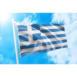DMSE Greece Greek National Flag 2X3 Ft Foot 100% Polyester 100D Flag UV Resistant (2' X 3' Ft Foot)