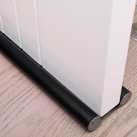 Draught Excluder for Doors, 96 cm PU Door Seal Strip Bottom, Double-Sided Draught Excluder, Cut to Size for Door, Noise Blocker, Door Draught Excluder, Wind Stopper (Black)