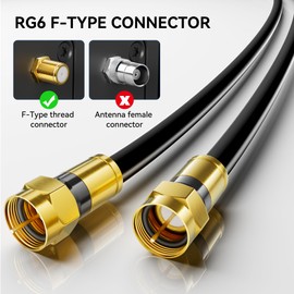 Nixsto RG6 Coaxial Cable, 3FT 6FT 10FT 15FT 25FT 50FT 100FT Coax Cable Cord with Gold F-Type Connector, High Speed Internet, Digital TV Aerial for HDTV, Satellite, Antenna, Modem with Extender- 3ft