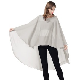 BEAUTELICATE Stole Women's Chiffon Scarf Wrap Cape Elegant for Festive Wedding Wedding Dress Evening Dress, silver grey, Unit size