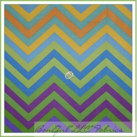 FreeSpirit BonEful Fabric FQ Cotton Quilt Rainbow VTG Purple Blue Green Tone Stripe Zig Zag