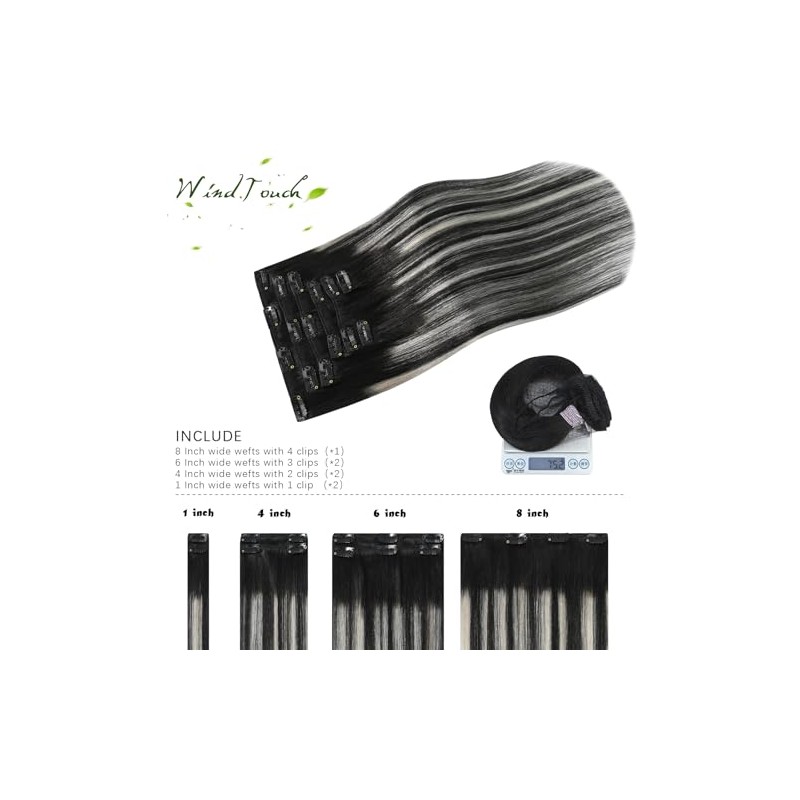 WindTouch Extensiones de Cabello con Clip Extensiones de Cabello Humano