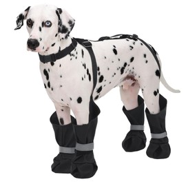 Dog Suspender Boots, Anti-Slip & Fall Waterproof Dog Shoes Leggings, Dog Paw Protector for Small Medium Dogs, Adjustable Dog Boots Pet Shoes for Outdoor Walking Black,XXL