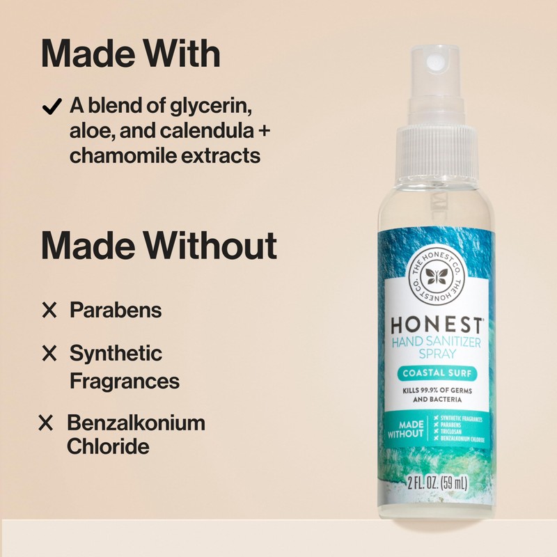 The Honest Company Plant-Based Hand Sanitizer Spray Kills 99.9% of