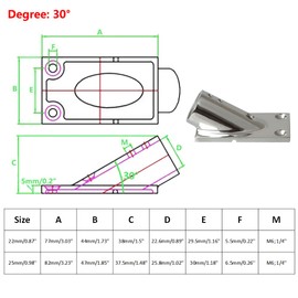 Stainless Steel Heavy Duty Boat Hand Rail Fitting, 30 Degree Boat Rail Handrail Fittings Components Rectangular Railing Fitting (25mm/0.98in)