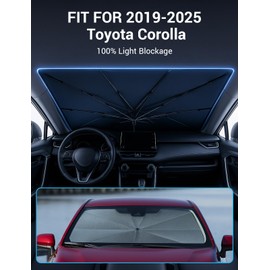 Proadsy Windshield Sun Shade Umbrella for 2019-2025 Toyota Corolla Foldable Car Umbrella Sunshade with Soft Handle,Keeps Your Vehicle Cool,Protect Car from Rays & Heat