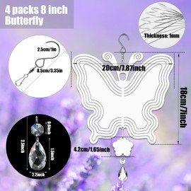 WindMage 4Pack 8inch Sublimation Wind Spinner Blanks 3D Aluminum Metal Wind Sculpture Kinetic Spinners for Yard and Garden Indoor Art Ornaments Hanging Decoration (New Butterfly)