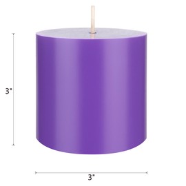 Mega Candles 3 pcs Unscented Lavender Round Pillar Candle, Hand Poured Premium Wax Candles 3 Inch x 3 Inch, Home Décor, Wedding Receptions, Baby Showers, Birthdays, Celebrations, Party Favors & More