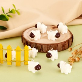 Beadthoven - 40 colgantes de resina de oveja, bonitos colgantes de cordero blanco 3D, de animales de granja, para hacer joyas, arete, collares, llaveros, accesorios