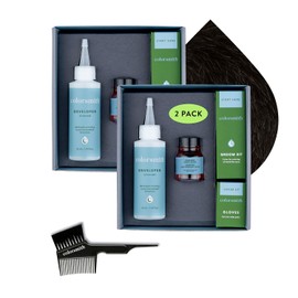 Tinte para cabello y barba Colorsmith para difuminar canas, paquete de 2 (marrón oscuro), kit completo para teñir cabello y barba para uso en el hogar para hombres sin amoníaco, color dem