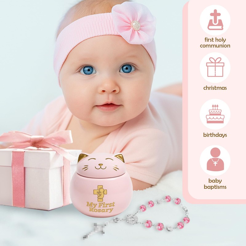 My First Rosary, Baptism Rosary and Ceramic Keepsake Box, Catholic