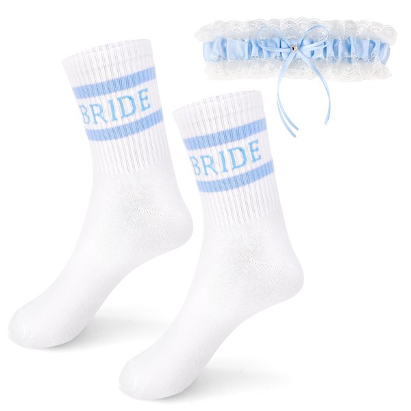 Blue White Bride Socks, Elastic Soft Bridal Socks bride To