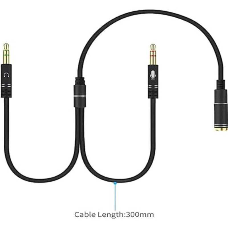 Headphone Mic Splitter 3.5mm Jack Audio Mic Braided Adapter Aux