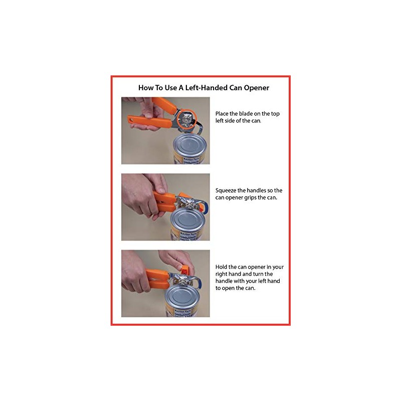 Left Handed Manual Can Opener, Orange Handle