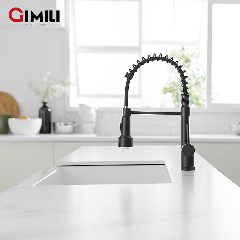 GIMILI Matte Black Kitchen Faucet with Pull Down Sprayer with