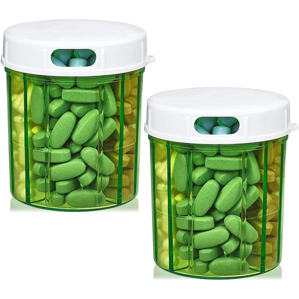 Round Pill Organizer Dispenser - Pack of 2 - Pill