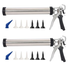 Sausage Caulk Gun,20 oz Sausage Foil Pack/10 oz Cartridge Adhesive Dual-Purpose,18:1 Thrust,15” Sealant Manual Caulking Gun Kit With Cone Nozzles and Bent Tip (Sliver-2 Pack)