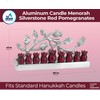Ner Mitzvah Aluminum Candle Menorah - Silverstone Red Pomegranates -