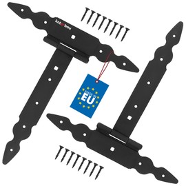 KOTARBAU® Pack of 2 T Hinges Black L: 250 mm Cross Hinge Powder Coated Steel Garden Gate Hinge Door Hinge Wooden Door Shutter Hinge Heavy Duty Door Hinges Fittings Garden Gate Hinges
