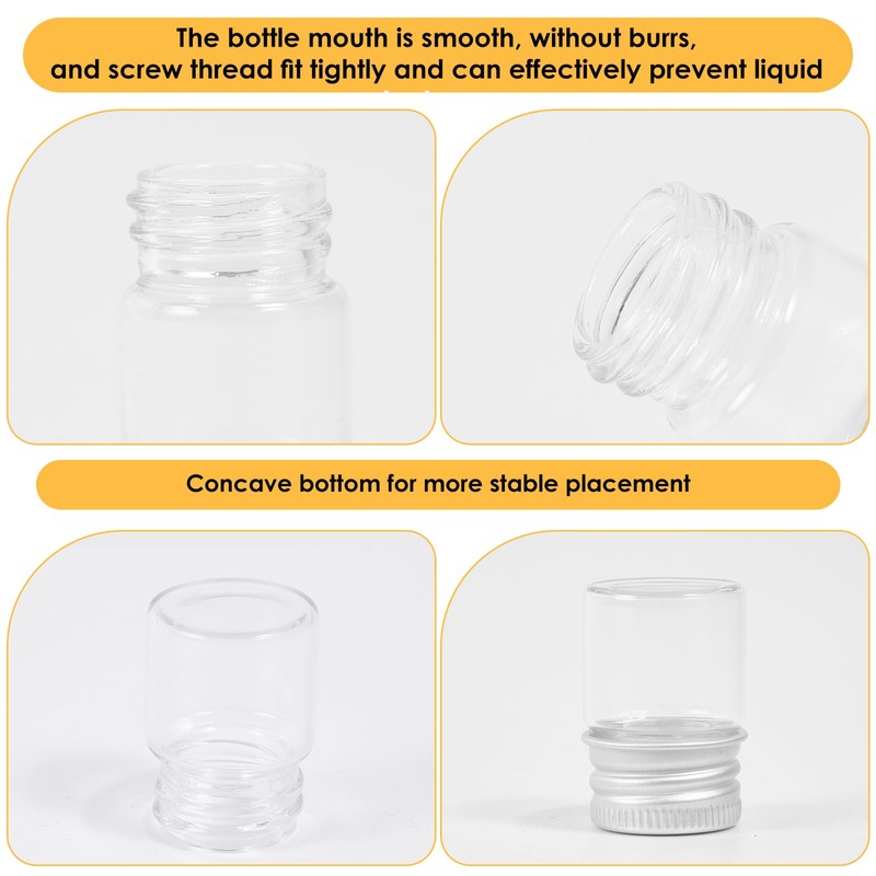 Cadbibe 5ml Glass Vials with Screw Caps and Plastic Stoppers,