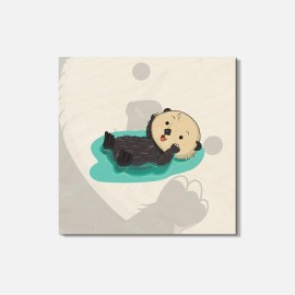 Unbranded Cute Sea Otter Animal 4'' X 4'' Square Wooden Coaster